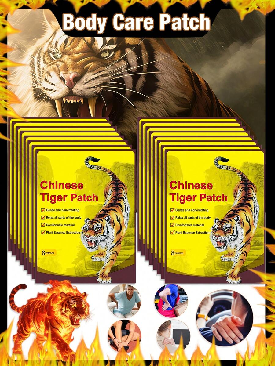 48pcs Self-Heating Tiger Balm Patches, Relieve Fatigue, Natural Heating Pads, Help Body Warm Up, Suitable For Shoulders, Neck, Hands, Back, Feet, Knees - Brown - View 1