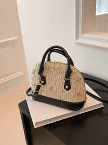 Túi xách kiểu Trung Quốc thanh lịch, túi xách vỏ sò dệt tối giản thời trang, túi tote sang trọng, túi đeo vai vỏ sò đi làm hàng ngày mới, túi xách tối giản phong cách. - màu đen - Xem 5