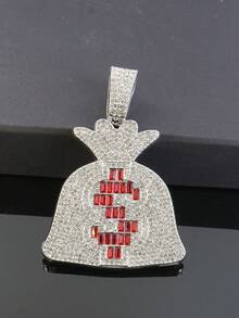 欧美街头嘻哈全钻钱袋项链手表套装，男士全钻链手链，说唱歌手个性化配饰，夜店装扮珠宝套装 - 錢袋子首飾套裝 - 查看 13