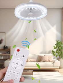 E27 LED 旋转吊扇灯，带遥控器，360° 可调，E27 转换底座，卧室客厅适用，Miflame - 白色 - 查看 5