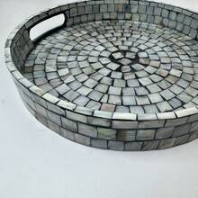 Khay khảm mosaic thủ công sang trọng, khay đựng trà/trái cây chất lượng cao dùng trong gia đình và thương mại. - tròn - Xem 6