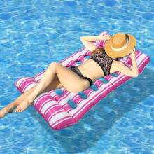 1pc Inflatable PVC Foldable Striped Hammock Floating Bed, Adult Relaxing Floating Chair For Swimming Pool, Water Park - Multicolor - View 14