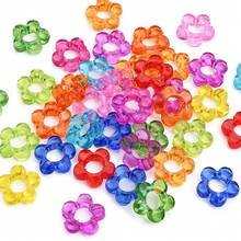 13mm 50/100pcs Akrilik Transparan Berwarna-warni Dua Warna Bunga Pipih 5 Kelopak Lubang Besar, Untuk Kalung Rantai Ponsel Kerajinan Perhiasan Tambahan Membuat Manik-manik Lepas - bunga - View 2