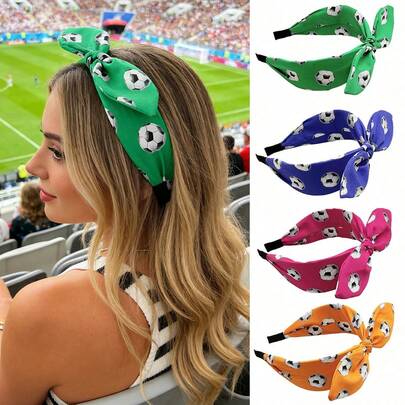 1pc 2026 World Cup USA, Canada & Mexico Print Bow Bunny Ear Headband, Fashionable Hair Accessory Suitable For Sports Day, Party, Beach And Travel