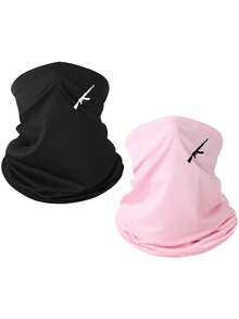 1 pieza/2 piezas Máscara facial elástica y transpirable de unicolor y estampada, pasamontañas versátil para uso diario al aire libre, senderismo, pesca, etc. - Multicolor - Ver 7