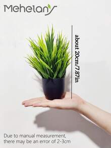 MEHELANY Bộ 4 chậu cây giả mini màu xanh lá cây, kích thước 7.87 inch, chậu cây giả bằng nhựa, chậu hoa giả mini màu đen, thích hợp trang trí nhà cửa, văn phòng, bàn ăn, nhà nông thôn, phòng tắm. - màu đen - Xem 7