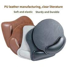 Premium Faux Leather Ergonomic Mouse Pad With Wrist Rest, Non-Slip Base, Brown Office Desk Mat, Comfortable For Office And Home Use, Elegant Design, Ideal Gift - Multicolor - View 4
