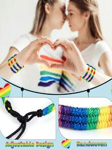 1 chiếc/6 chiếc/12 chiếc Vòng tay cầu vồng Tự hào LGBTQ, Thích hợp cho các cặp đôi song tính, đồng tính nam, đồng tính nữ, làm thủ công, có thể điều chỉnh, Quà tặng vòng tay tình bạn Tháng Tự hào LGBTQ cho nam và nữ - Vòng tay cầu vồng - Xem 4