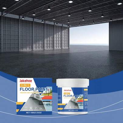  Jakehoe 3-In-1 Floor Paint, Suitable For Indoor And Outdoor Use, Cement Floor Renovation And Color Change, Waterproof, Anti-Wear, Anti-Seepage, Quick-Drying Floor Primer, Suitable For Construction Site, Home, Balcony, Garage, Factory, Anti-Slip, Scratch-Resistant, Fade-Resistant, Odorless, Easy To Apply, Strong Adhesion And Weather Resistance, Multi-Scenario Floor Protection Specialized Paint, 100g Large Capacity