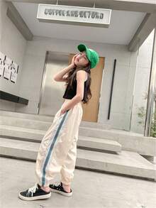 Quần nỉ thể thao sọc túi bên hông cho bé gái tuổi teen - Màu be - Xem 9