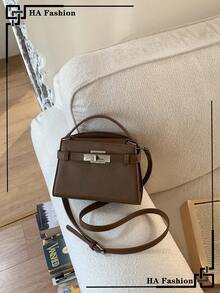 1pc 2026 New Fashion Women Handbag, Minimalist Shoulder Bag, Small Square Crossbody Bag - Brown - View 1