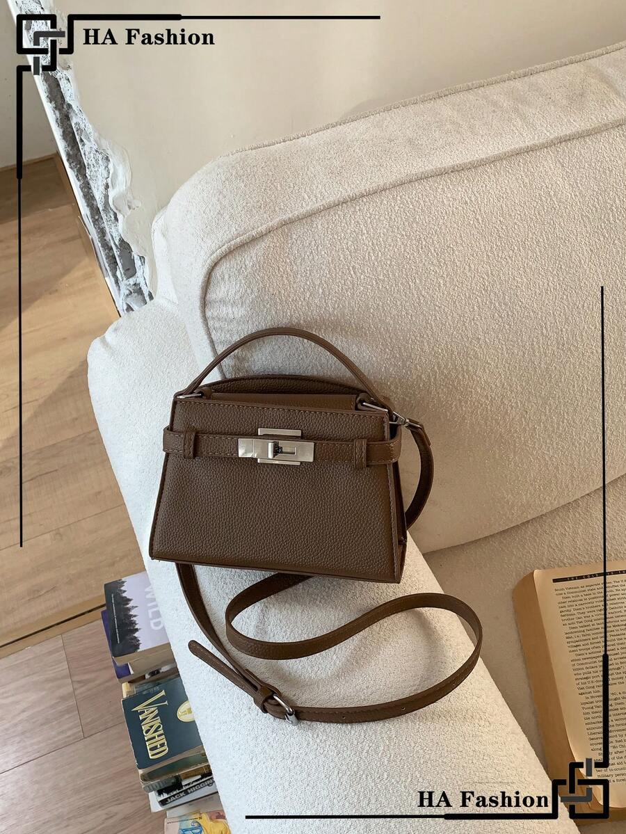 1pc 2026 New Fashion Women Handbag, Minimalist Shoulder Bag, Small Square Crossbody Bag - Brown - View 1