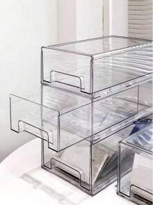 Caja de almacenamiento de acrílico transparente con múltiples cajones, de gran capacidad para cosméticos, artículos de papelería, joyas, organizador de encimera de baño - transparente - Ver 1