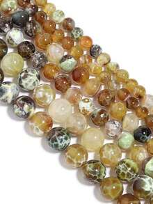 1 chuỗi hạt đá tự nhiên 6/8/10mm màu hổ phách, băng, hoa, lửa, hạt tròn rời dùng làm hạt đệm để làm trang sức DIY vòng tay, dây chuyền. - Nhiều màu - Xem 7