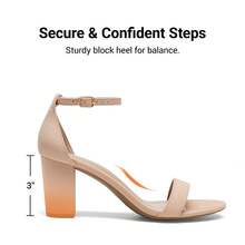 Women Chunky Block Low Heel Pump Sandals Open Toe Ankle Strap Heeled Sandals Bridesmaid Wedding Bridal Party Evening Homecoming Prom Dress Pumps Shoes - 卡其色 - 查看 5