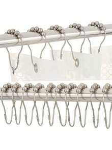 24/12pcs Thick Anti-Rust Polished Shower Curtain Hooks, Made Of Cast Iron With Ball Bearing Design For Easy Use - Multicolor - View 14