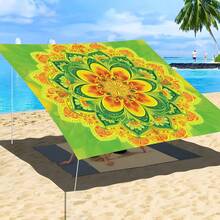 1 pièce Toile d'ombrage de jardin extérieur avec imprimé mandala bohème, auvent de camping, abri solaire pour patio de jardin, parasol de plage, abri solaire pour aventures en plein air, tapis de pique-nique de parc de camping extérieur (poteaux non inclus) - E - Voir 2
