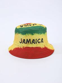 1顶男士时尚牙买加国旗元素双面渔夫帽，适合所有季节日常佩戴 - A - 查看 11