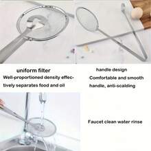 Stainless Steel Deep Fry Strainer - Multi-Function Kitchen Strainer Clip, High Heat Resistant Food Strainer Clip, Metal Frying Pan Oil Strainer Clip, Kitchen Tool - Silver - View 5