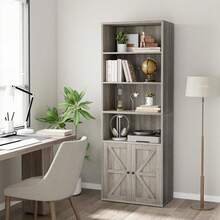 Estantería alta de 71,4 pulgadas con puertas, estantería industrial de gran capacidad para almacenamiento, mueble independiente para sala, dormitorio y oficina - Gris - Ver 1