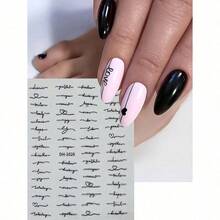 4pcs Letter Nail Art Stickers, Gold, Silver, Black, White Holographic Self-Adhesive Decals, DIY Nail Art Accessories Tools, Nail Supplies Nails - 彩色 - 查看 2