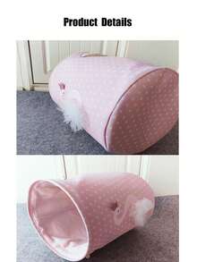 1pc Pink Swan Laundry Basket, Fabric Foldable Storage Bin, Dirty Clothes Hamper - Pink - View 5