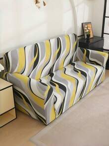 1pc Printed Stretch Sofa Cover, Suitable For All Seasons, Protects Living Room Sofa And Home Decor - Yellow - View 11