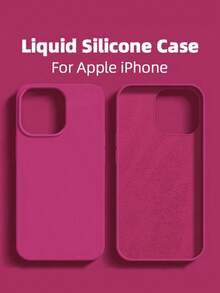 1个极简纯色液态硅胶手机壳，适用于 15、玫瑰粉14 Plus/13 Pro、12/13/14、Apple 17/16 Pro Max，液态硅胶材质，亲肤柔软，防污防摔，智能手机保护壳 - 火龍果色 - 查看 1