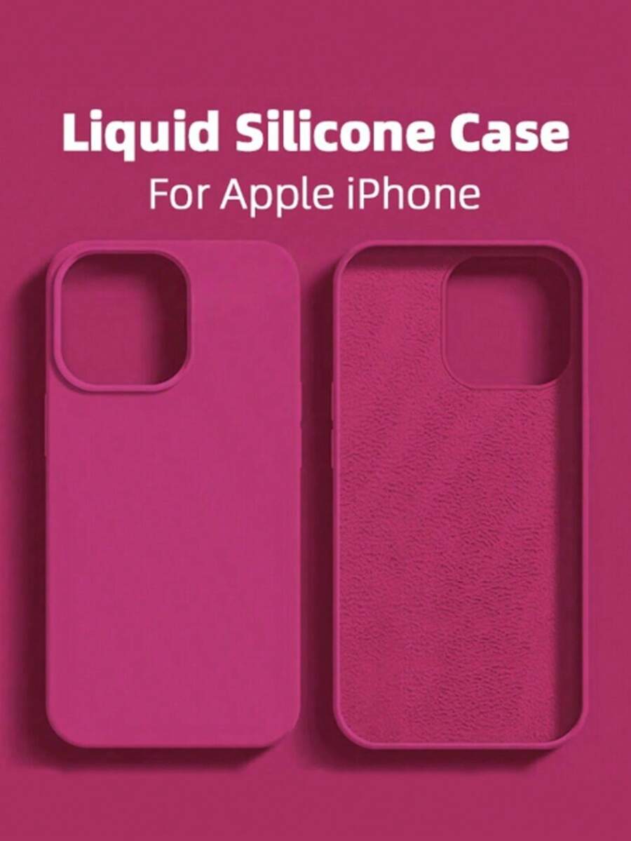 1个极简纯色液态硅胶手机壳，适用于 15、玫瑰粉14 Plus/13 Pro、12/13/14、Apple 17/16 Pro Max，液态硅胶材质，亲肤柔软，防污防摔，智能手机保护壳 - 火龍果色 - 查看 1