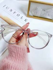 2pcs/1pc Fashion Non-Prescription Glasses, Transparent Lenses, Unisex, Black, Grey And Clear Frames, Fashionable And Eye-Protective - Transparent - View 4