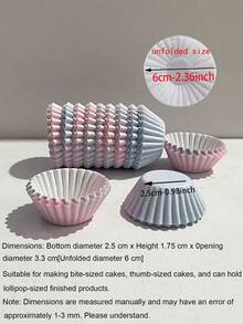 100 piezas/200 piezas/500 piezas/1000 piezas Moldes para mini cupcakes, tazas de hornear con patrón degradado antiadherente, tazas para muffins de 0.98 pulgadas de diámetro, aptas para muffins, pasteles y tartas pequeñas - Ver 4
