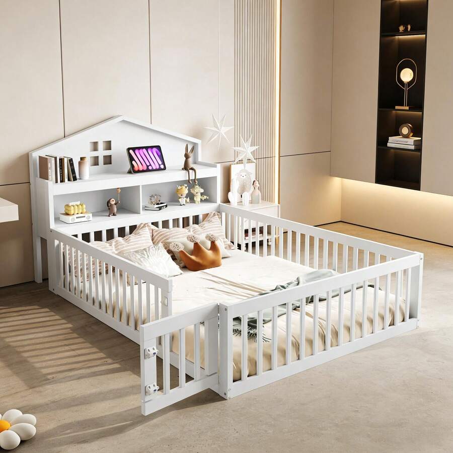 Kids Bed Frames, Headboards & Footboards - White+Solid Wood+140cm*200cm - View 1