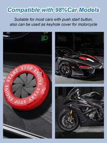3cm Flat Surface Engine Start Button Decorative Cover - Rotatable ABS Decorative Ring With Adhesive Backing, Fits Keyless Ignition Switch, No Drilling Required, Multiple Designs, Engine Start Button Decorative Cover - Car Interior Accessories - One-click Start Sticker - View 7
