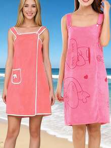 One Piece Of Coral-Fiber Soft And Comfortable Absorbent Non-Shedding Quick-Drying Lightweight Adult Home-Use Daily Bath Towel, Beach Towel, Women's Bath Dress Or Bath Mat. - A - View 5