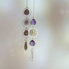 1-Pack/3 Packs Artificial Crystal Pendant Suncatcher Copper Ring Planet Water Drop Combination Ornament - Gold - View 7