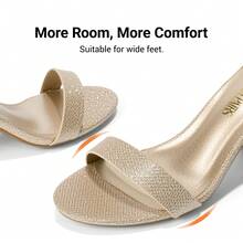Women Ankle Strap Low Heel Pump Sandals - Open Toe, Chunky Block Heel, Comfortable Pump Shoes With Adjustable Ankle Strap For Casual And Formal Wear, For Party, Wedding, Prom - Gold - View 6