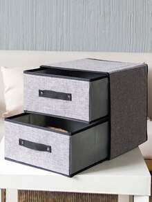 CHIGO 1/2pcs Non-Woven Fabric Foldable Storage Box, Modern Minimalist Design Rectangular Wardrobe Storage Basket With Lid, Gift For Mother, Ideal Mother's Day Gift (Random Color And Style Shipped, Please Confirm Before Purchase) - Dark Grey - View 6