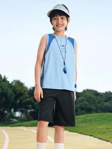 Balabala Bộ 2 áo tank top cho bé trai, thoáng mát, nhanh khô, thấm hút mồ hôi, thích hợp mặc mùa hè 2026. - tông màu xanh - Xem 3