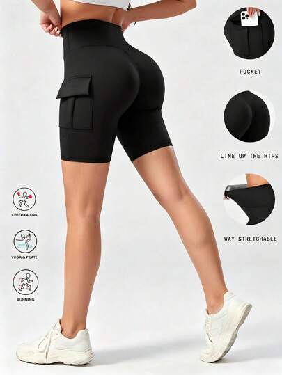 Quần yoga cạp cao có túi hộp, quần legging tập thể dục kiểm soát vòng bụng, quần bó thể thao dành cho nữ hoạt động ngoài trời.