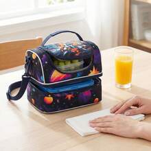 男童保温午餐包，配有可调节肩带，双层保温午餐盒，适合上学使用。 - 雙層午餐包-斜背包/雙肩包 - 查看 8