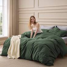 Bedsure Mother's Day 100% Washed Cotton Duvet Cover - Minimalist Cotton Duvet Cover Set Linen Like, For Spring Decor, Room Decor, Home Decor, Mothers Day Gift - ô liu xanh - Xem 1