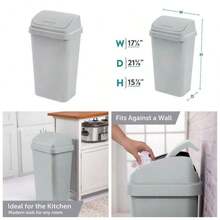13 Gallon Kitchen Trash Can With Flip Lid, Light Gray Plastic Trash Bin - 1 - View 6