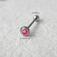 Khuyên lưỡi hình trái tim bằng thép không gỉ màu đỏ, khuyên lưỡi hình trái tim độc đáo. - Khuyên lưỡi hình trái tim màu đỏ - Xem 2