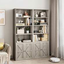 Estantería alta de 71,4 pulgadas con puertas, estantería industrial de gran capacidad para almacenamiento, mueble independiente para sala, dormitorio y oficina - Gris - Ver 4