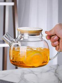 1 bộ ấm trà và bình nước thủy tinh 1000/1800ml, dùng trên bếp, ấm và cốc trà bằng thủy tinh borosilicate chịu nhiệt, có nắp tre và bộ lọc trà có thể tháo rời, thích hợp để pha trà lá rời và trà hoa. - Nhiều màu - Xem 6