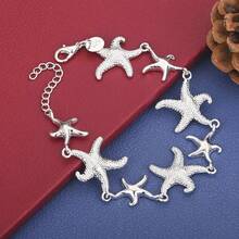 925镀银精美海星手链，女士时尚派对礼物配饰 - 銀色 - 查看 2