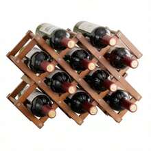 Estante de Vino Plegable de 4 Niveles Capacidad 10 Botellas Porta Vinos Organizador de Vinos Estante de Porta Botella Ahorra Espacio Bastidores de Almacenamiento Para Cocinas Bares Bodegas - Marrn - Ver 9