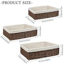 Juego de Canastas Organizadoras 3 Piezas Canastas para Baño Organizador Juego de Cestas de Almacenamiento Cestas Tejida a Mano para Hogar Baño y Entrada - C y f - Ver 2