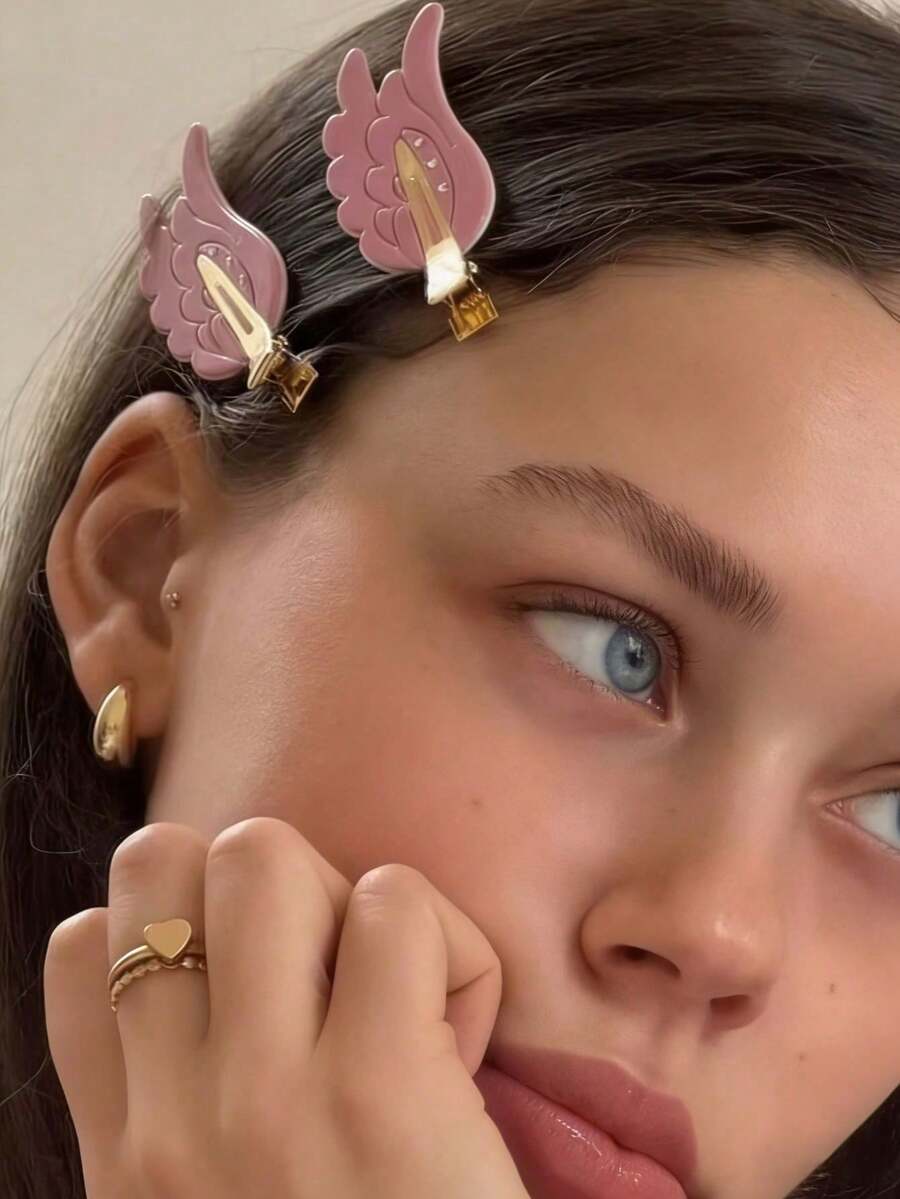 1 chiếc kẹp tóc hình cánh dễ thương, kẹp tóc không gây đau, kẹp trang điểm Dopamine, kẹp tóc mái, phụ kiện tóc, kẹp càng cua. - Nhiều màu - Xem 1