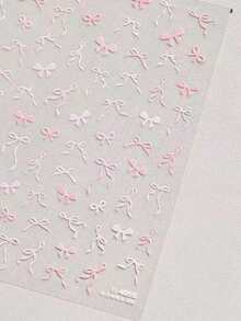 1 Sheet 5D Nail Stickers, Pink Bow Ribbon Bow Nail Art Decorative Stickers - Multicolor - View 2